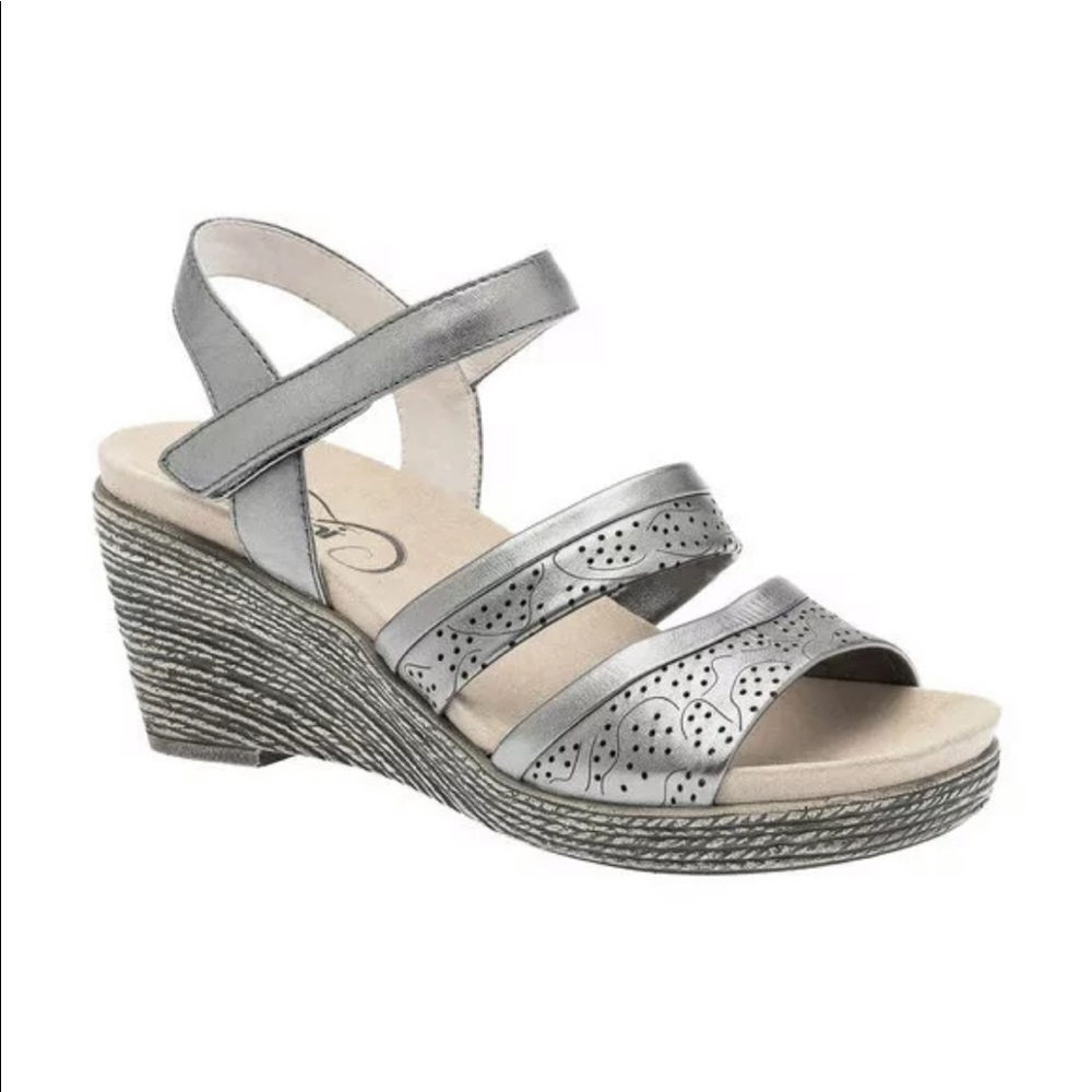 Umberto Raffini oceanic Wedge sandals size 41 Metallic Silver‎ Open Toe Leather
